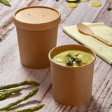 CONTENITORI CON COPERCHI  480 ML - 16 oz 320 + 18 PE G/M2 Ø 9,8/7,5x10 CM NATURALE KRAFT (250 UNITÀ)