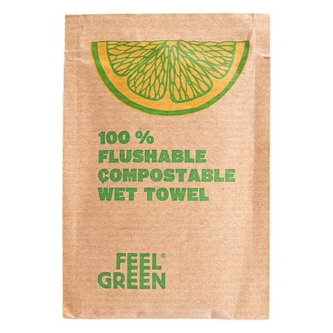 SALVIETTE FLUSHABLE KRAFT FEEL GREEN  50 G/M2 6,8x10 CM BIANCO CELLULOSA (1200 UNITÀ)