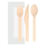 SET 4/1 POSATE + TOVAGLIOLO WOOD 'MAKAN'  16 CM NATURALE LEGNO (100 UNITÀ)
