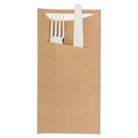 BUSTE PORTAPOSATE + TOVAGLIOLO JUST IN TIME  80 + 10PE G/M2 11,2x22,5 CM NATURALE KRAFT A COSTINE (400 UNITÀ)