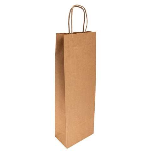SACCHETTI SOS CON MANICI 1 BOTTIGLIA  100 G/M2 14+8x40 CM NATURALE KRAFT (250 UNITÀ)