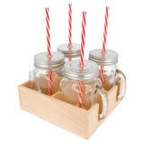 SET 4 BARATTOLI+CANNUCCIA CON BASE WAKI GLASS 450 ML Ø 8x13 CM TRASPARENTE CRISTAL (6 UNITÀ)