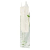 SET 3/1 FORCHETTA, COLETELLO, TOVAGLIOLO FEEL GREEN  18 CM BIANCO CPLA (500 UNITÀ)