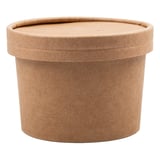 CONTENITORI CON COPERCHI  240 ML - 8 oz 300 + 18 PE G/M2 Ø9/7,5x6 CM NATURALE KRAFT (250 UNITÀ)