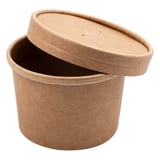 CONTENITORI CON COPERCHI  240 ML - 8 oz 300 + 18 PE G/M2 Ø9/7,5x6 CM NATURALE KRAFT (250 UNITÀ)