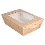SCATOLE PER INSALATA CON FINESTRA  700 ML - 23,3 oz 391 G/M2 + PE 16x12x5 CM MARRONE CARTONE (200 UNITÀ)