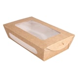 SCATOLE PER INSALATA CON FINESTRA  900 ML - 30 oz 391 G/M2 + PE 20x12x5 CM MARRONE CARTONE (200 UNITÀ)