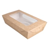 SCATOLE PER INSALATA CON FINESTRA  900 ML - 30 oz 391 G/M2 + PE 20x12x5 CM MARRONE CARTONE (200 UNITÀ)