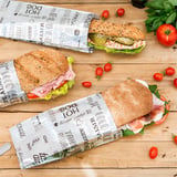 SACHETTI PER BURGUER 'PAROLE' 35+20 G/M2 14+7x22 CM ARGENTO PERGAMENA + ALLUMINIO (500 UNITÀ)
