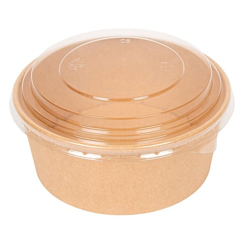 COMBO INSALATIERA + COPPERCHIO PET  750 ML - 25 oz 300 + 18 PE G/M2 Ø15/12,8x6 CM NATURALE KRAFT (200 UNITÀ)
