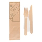 SET 3/1 POSATE + TOVAGLIOLI WOOD 'MAKAN'  16 CM NATURALE LEGNO (100 UNITÀ)
