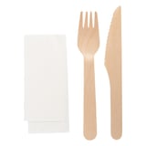 SET 3/1 POSATE + TOVAGLIOLI WOOD 'MAKAN'  16 CM NATURALE LEGNO (100 UNITÀ)