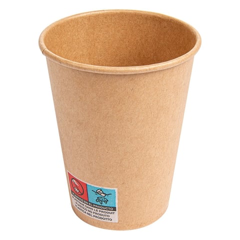 BICCHIERI BEVANDE FREDDE 1 PARETE  270 ML - 9 oz 12PE + 260 + 10PE G/M2 Ø7,8/5,2x9,5 CM MARRONE CARTONE (2500 UNITÀ)