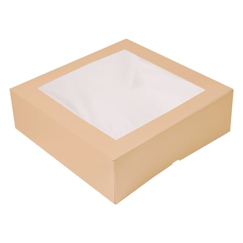 SCATOLE PER PASTICCERIA CON FINESTRA THEPACK  32x32x10 CM NATURALE CARTONE NANO-MICRO + OPP (50 UNITÀ)