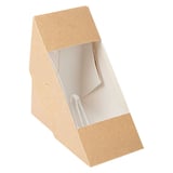 SCATOLE PANINO DOPPIO CON FINESTRA THEPACK  12,4x12,4x7,5 CM NATURALE CARTONE NANO-MICRO + OPP (500 UNITÀ)