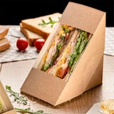SCATOLE PANINO DOPPIO CON FINESTRA THEPACK  12,4x12,4x7,5 CM NATURALE CARTONE NANO-MICRO + OPP (500 UNITÀ)