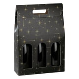 SCATOLA 3 BOTIGLIE 'CONSTELLATION'  27x9x38,5 CM NERO CARTONE (30 UNITÀ)