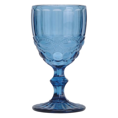 BICCHIERI DA VINO VINTAGE WAKI GLASS 'VINTAGE' 260 ML Ø8x15.5 CM BLU CRISTAL (6 UNITÀ)