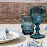 BICCHIERI DA VINO VINTAGE WAKI GLASS 'VINTAGE' 260 ML Ø8x15.5 CM BLU CRISTAL (6 UNITÀ)