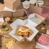 SCATOLE HAMBURGER "BURGER MENU" THEPACK  15,5x15,5x11,5 CM (XXL) NATURALE CARTONE NANO-MICRO (300 UNITÀ)