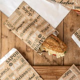 SACHETTI ANTIGRASSO PER BURGUER 'PAROLE' 40+20 G/M2 14+7x22 CM MARRONE KRAFT + ALLUMINIO (500 UNITÀ)