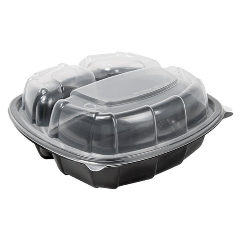 CONTENITORI COPERCHIO 3 COMP. MICROONDE  1130 ML 22,9x23,3x8,2 CM NERO PP (100 UNITÀ)