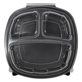CONTENITORI COPERCHIO 3 COMP. MICROONDE  1130 ML 22,9x23,3x8,2 CM NERO PP (100 UNITÀ)