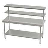 TAVOLO DA LAVORO 2 LIVELLI + 2 RIPIANI ARROW  180x70x150 CM ARGENTO ACCIAIO (1 UNITÀ)