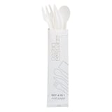 SET 4/1 POSATE + TOVAGLIOLO PAPER CUTLERY  15,8 CM BIANCO CARTA (100 UNITÀ)