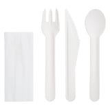 SET 4/1 POSATE + TOVAGLIOLO PAPER CUTLERY  15,8 CM BIANCO CARTA (100 UNITÀ)