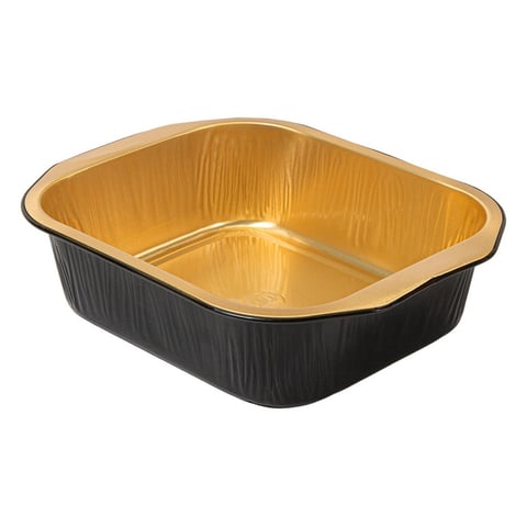 CONTENITORI LACCATI  497 ML 15,7x12,4x4 CM NERO/ORO ALLUMINIO (50 UNITÀ)