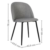 SEDIE SUPRA-TEK  52x50x78 CM GRIGIO POLIESTERE (4 UNITÀ)