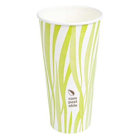 BICCHIERI BEVANDE FREDDE E CALDE 1 PARETE 'COMPOSTABLE GRASS' 660 ML - 22 oz 300 G/M2 Ø9/6x17 CM BIANCO CARTONE (1000 UNITÀ)