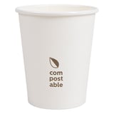 BICCHIERI BEVANDE FREDDE E CALDE 1 PARETE 'COMPOSTABLE' 240 ML - 8 oz 280 G/M2 Ø8/5,6x9,2 CM BIANCO CARTONE (1000 UNITÀ)