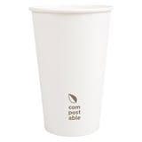 BICCHIERI BEVANDE FREDDE E CALDE 1 PARETE 'COMPOSTABLE' 480 ML - 16 oz 300 G/M2 Ø9/6x13,2 CM BIANCO CARTONE (1000 UNITÀ)