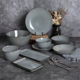 PIATTI AKALA  Ø21x14,5x2,7 CM GRIGIO VERDASTRO STONEWARE (6 UNITÀ)