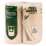 2 ROTOLI DA CUCINA ECOLABEL A 2 VELI FEEL GREEN  24,5 G/M2 24,5 CM x 30 M NATURALE CARTA RICICLATA (1 UNITÀ)