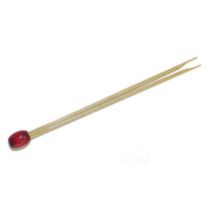spiedini doppia punta sfera rossa bamboo 8 (h) cm naturale bambÙ (100 unitÀ)