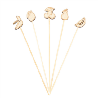 spiedini decorati "frutta" bamboo 12 (h) cm colori varie bambÙ (100 unitÀ)