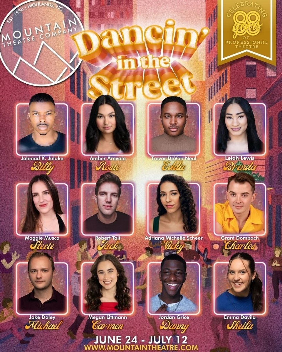 Dancin' In The Street cast-and-creative announcement graphic with the company's headshots.