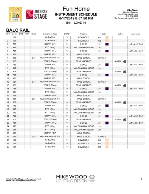Instrument Schedule , preview
