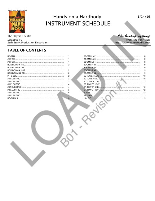 Hands on a Hardbody Instrument Schedule