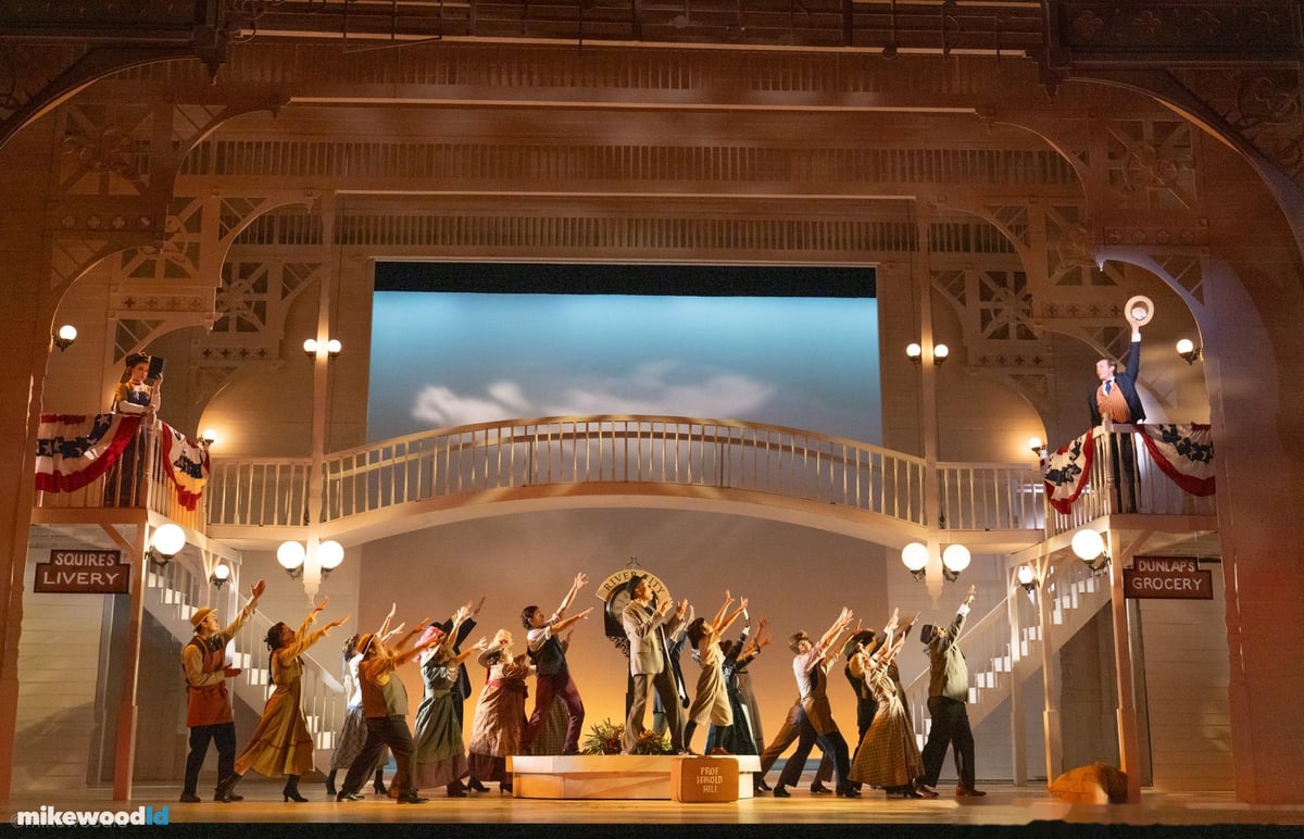 The Music Man, Jacob Olson's white-set world at City Springs Theatre Co.