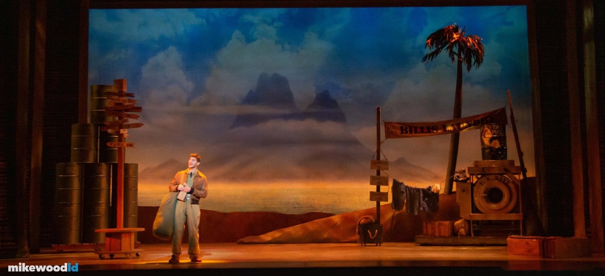 South Pacific, naturalistic tropical light on the island setting at City Springs Theatre Company.