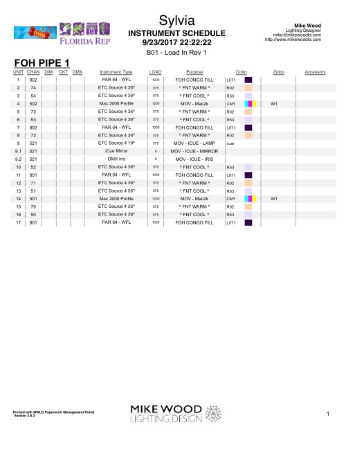 Instrument Schedule , preview