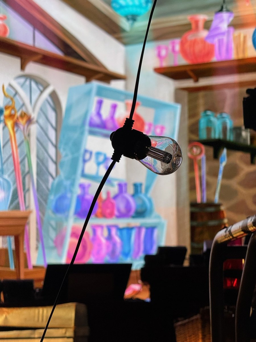 The colorful tavern set in the Studio Theatre.