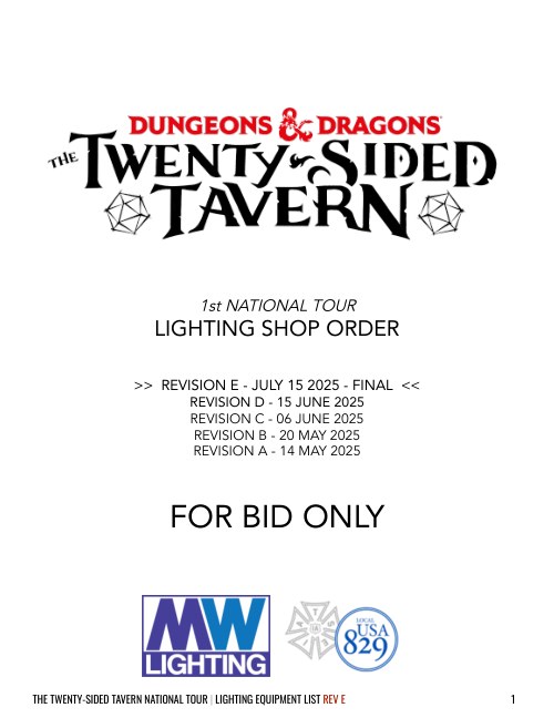 Dungeons & Dragons: The Twenty-Sided Tavern — North American Tour Shop Order