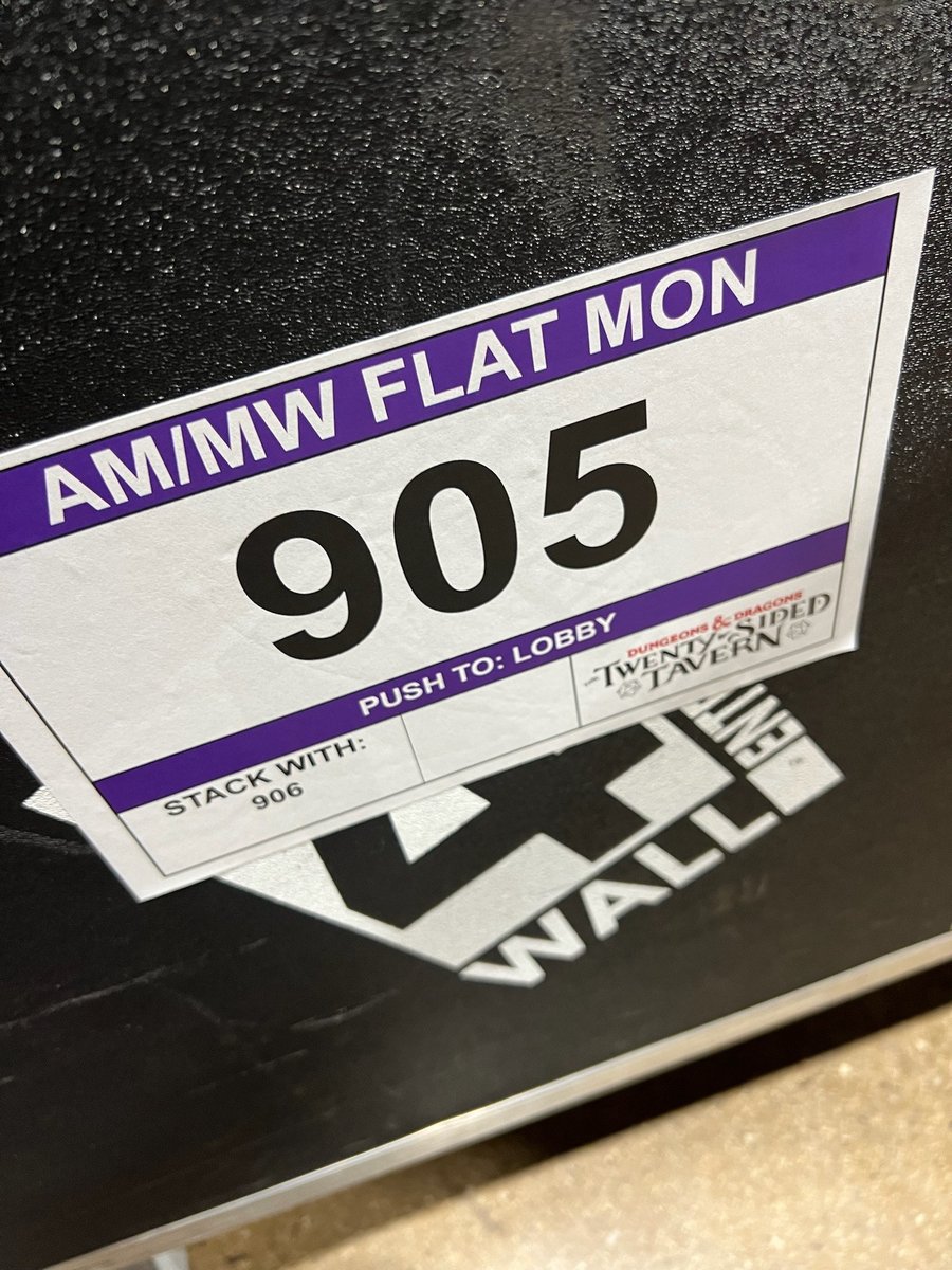 A labeled road case from the touring lighting package.