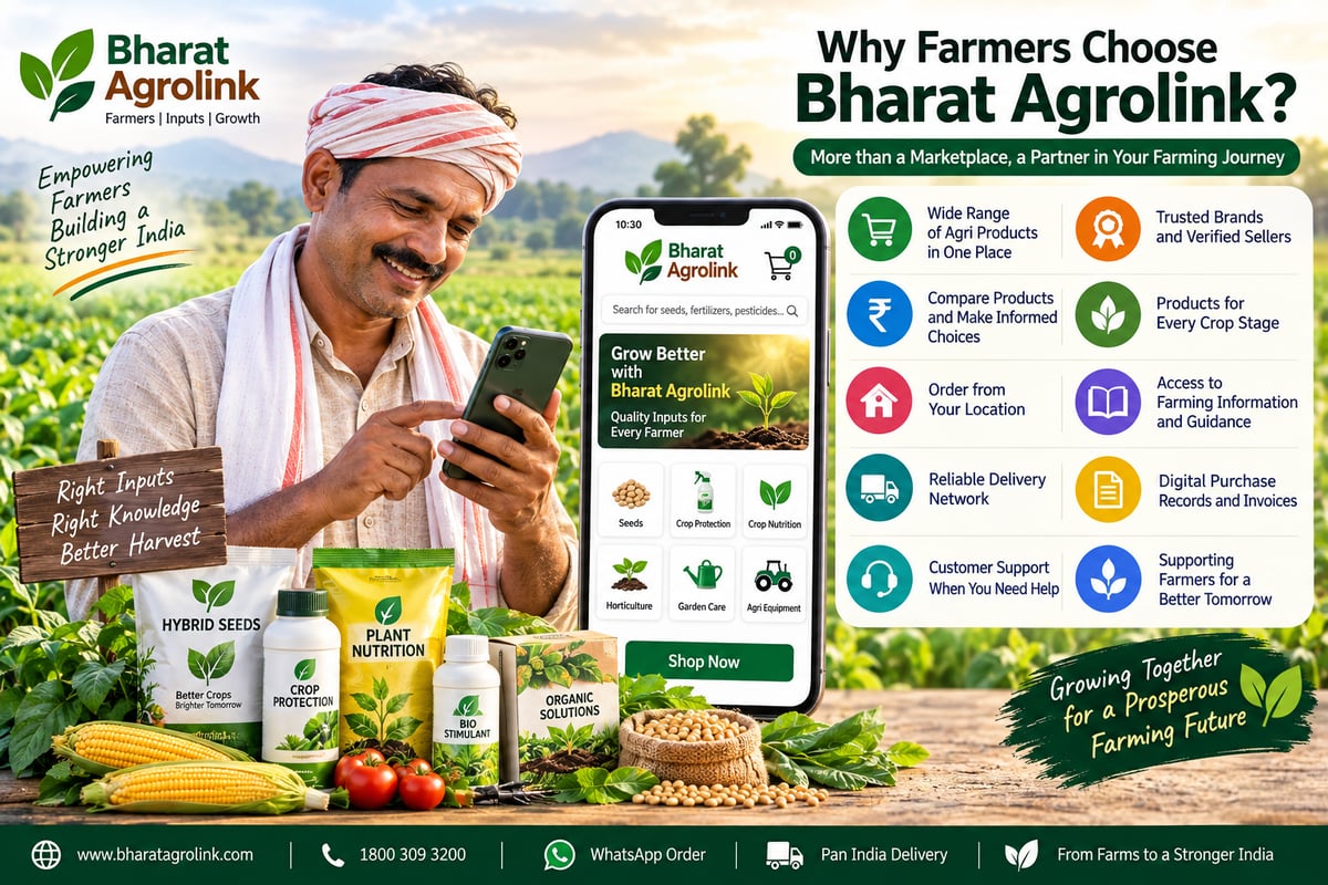 Farmer buying agricultural products online from Bharat Agrolink