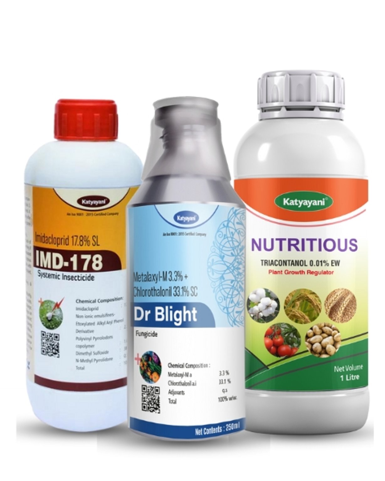 Katyayani Watermelon Suraksha Combo  Complete Crop Protection & Growth Solution  Pest, Disease & Nutrition Management 100 ml IMD 178 + 500 ml Dr. Blight + 250 ml Nutritious + Catalyser